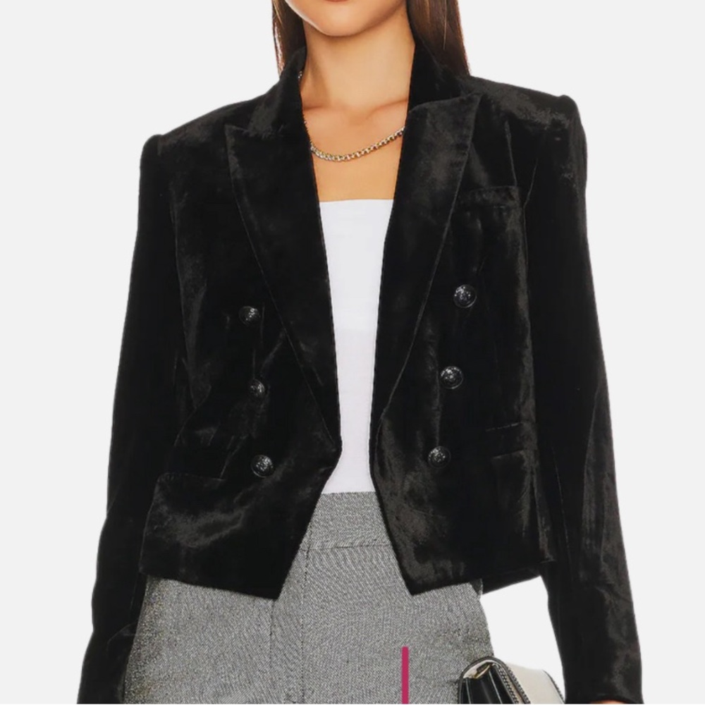 L’AGENCE Brooke Velvet Blazer Black Size 2